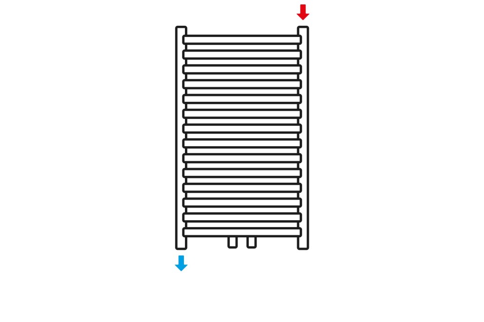 
			Anschluss diagonal (rechts oben, links unten) möglich.

		