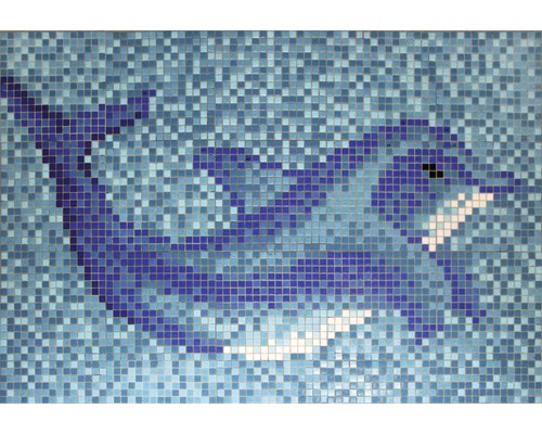 Mosaikbild Delphin gross 160 cm breit und 110 cm hoch