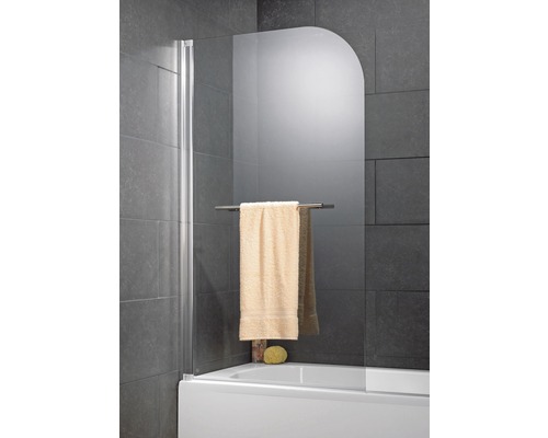 Paroi repliable pour baignoire Schulte 1 pièce verre véritable transparent clair aluminium nature avec porte-serviettes droit