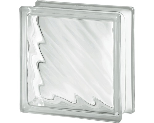 Brique en verre Welle blanc 19x19x8 cm