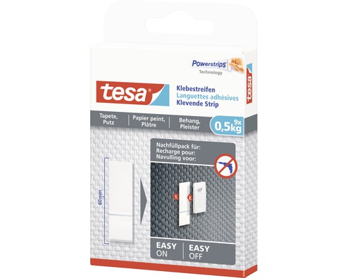 tesa® Powerstrips Klebestreifen für Tapete & Putz 0,5 kg Belastung 9 Stk.