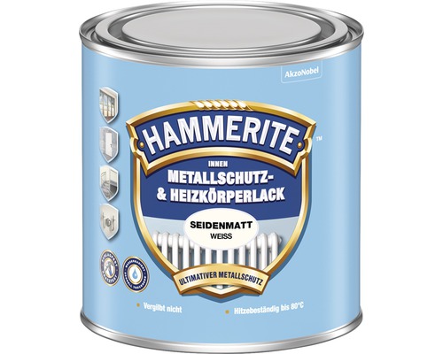 Laque de protection du métal et pour radiateurs HAMMERITE satinée blanche 500 ml