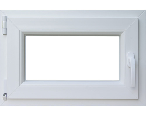 Kellerfenster Dreh-Kipp Kunststoff RAL 9016 verkehrsweiss 600x500 mm DIN Links (2-fach verglast)