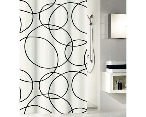 Rideau de douche Kleine Wolke Cercles noir/blanc 180 x 200 cm