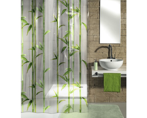 Rideau de douche Kleine Wolke vert bambu 180 x 200 cm