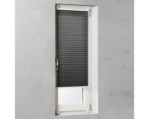 Store plissé Soluna avec guidage latéral, gris, 40x130 cm