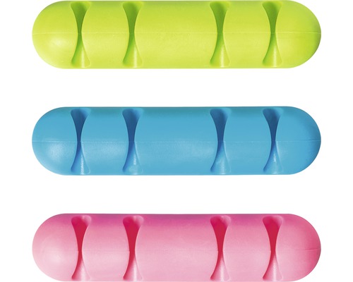 Kabelclip Set Multi 3 St. (1x blau, 1x grün , 1x pink)
