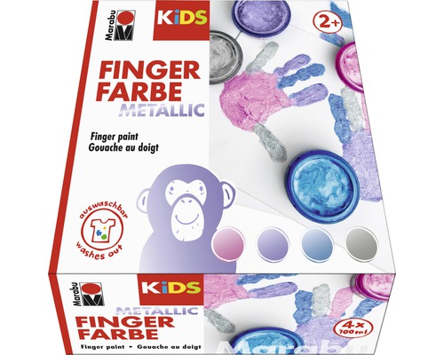 Marabu Kids Fingerfarbe Metallic 100ml 4er-Set