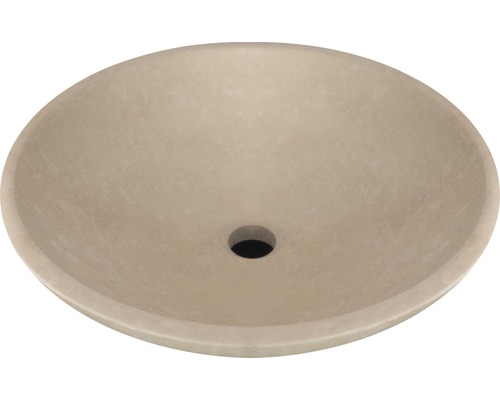 Vasque à poser en pierre naturelle ronde Ø 42 cm beige polie