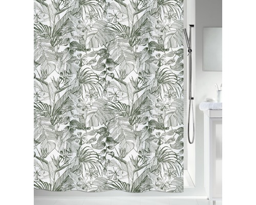Duschvorhang spirella Tropic Textil 180 x 200 cm darkgreen