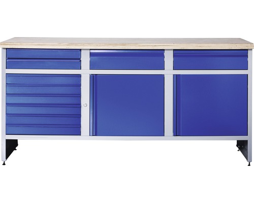 Werkbank Industrial B 6.0 1770 x 880 x 700 mm 2 Türen 10 Schubladen grau/blau