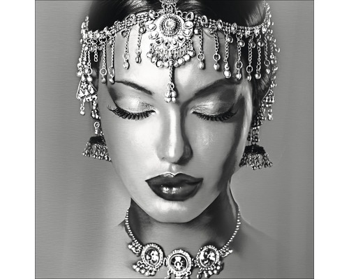 Metallbild Alu Woman With Jewelry 98x98 cm