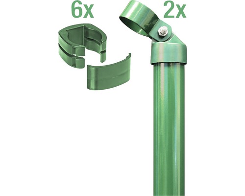 Eckpfosten ALBERTS Fix-Clip Pro® Set für Maschendrahthöhe 122 cm zum Einbetonieren grün-0