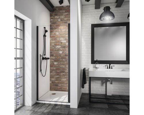 Porte de douche dans niche Schulte Alexa Style 2.0 largeur 80 cm verre transparent, couleur du profilé noir