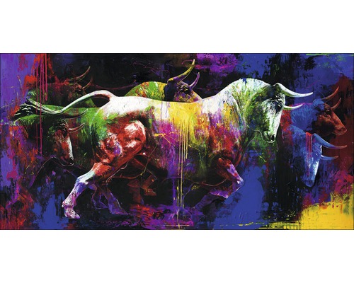 Leinwandbild Original Colourful Bull 90x180 cm