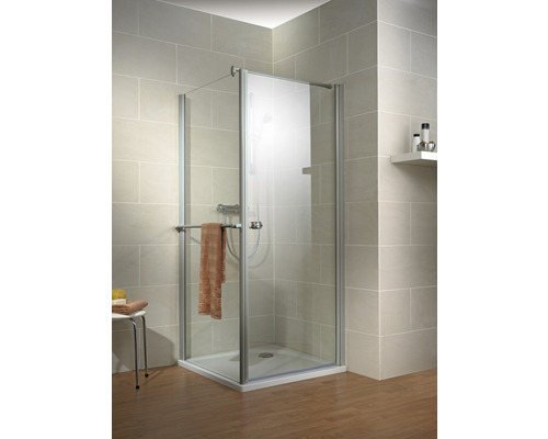 Duschtür mit Seitenwand Schulte ExpresPlus Garant 90 cm Klarglas, Profilfarbe aluminium