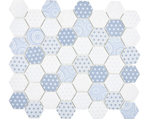 Glasmosaik Emily HX45 Hexagon 32.40x28 cm hellblau