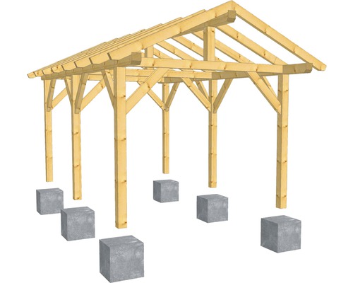 Holzkonstruktion mit Satteldach 350x400 cm für Punktfundamente