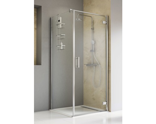 Porte de douche avec paroi latérale Schulte TouraPlus 90 cm verre transparent couleur du profilé chrome