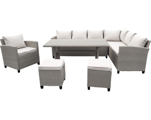 Gartenmöbel Set Madeira 6-Sitzer 18-teilig mit Polywood Tischplatte bicolor