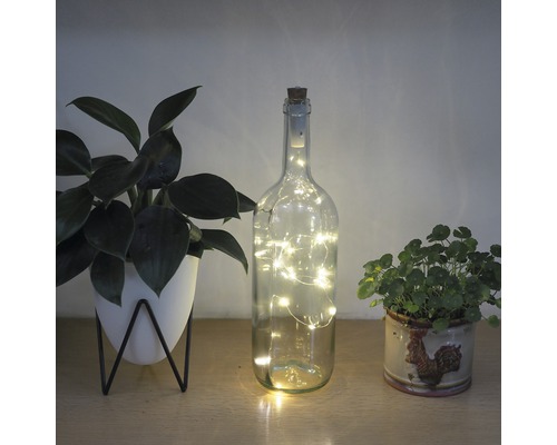 LED Flaschenlicht Lichterkette Lafiora 20 LEDs Korkenform warmweiss inkl. Batterie