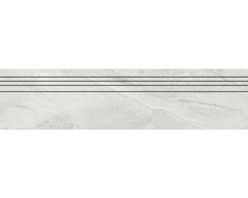 Feinsteinzeug Treppenstufe Sicilia Cenere poliert grau 29.5x120 cm