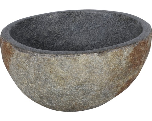 Vasque à poser Bali pierre naturelle ronde Ø 23 cm marron/gris
