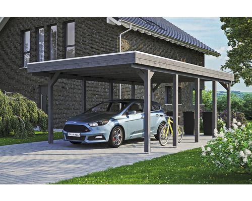 Carport Simple Skan Holz Friesland Avec Panneaux De Toiture En Aluminium Et Ancrage Pour Poteaux En H 397 X 708 Cm Gris Acheter Sur Hornbach Ch