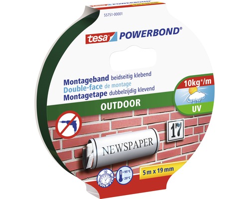 tesa® Powerbond Montageband Outdoor 5 m x 19 mm