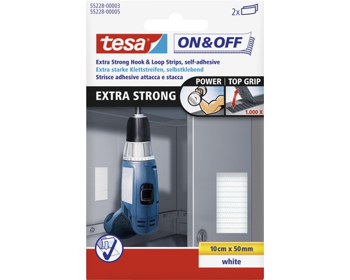 tesa® On&Off Klettstreifen extrastark weiss 10 cm x 50 mm