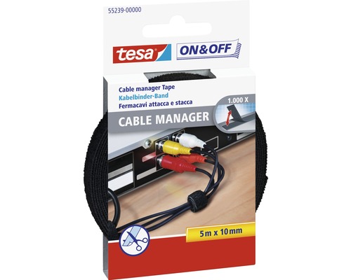 tesa® On&Off Kabelbinder-Band universal schwarz 5 m x 10 mm