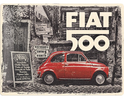 Blechschild 30 x 40 cm Fiat 500