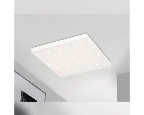 Panneau LED métal/plastique à intensité lumineuse variable CCT 24W 2400 lm 3000- 6500 K blanc chaud - blanc lumière du jour hxlxp 69x450x450 mm Frameless blanc avec ciel étoilé + télécommande