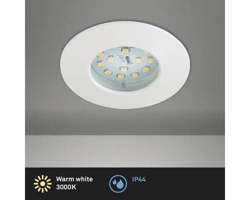 Éclairage à LED à encastrer blanc avec ampoule 400 lm 3 000 K blanc chaud Ø 60 mm rond plastique IP44