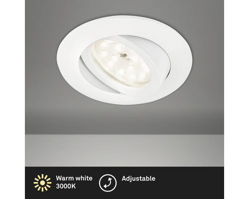 Éclairage à LED à encastrer blanc avec ampoule 400 lm 3 000 K blanc chaud Ø 68 mm rond plastique IP23