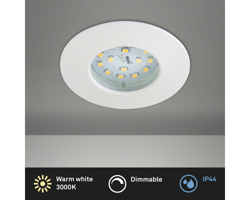 Éclairage à LED à encastrer blanc variable avec ampoule 470 lm 3 000 K blanc chaud Ø 60 mm rond plastique IP44