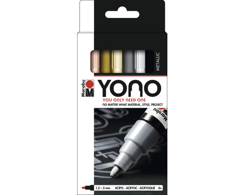 Marabu Yono Marker Set Metal, 4 x 1,5-3 mm
