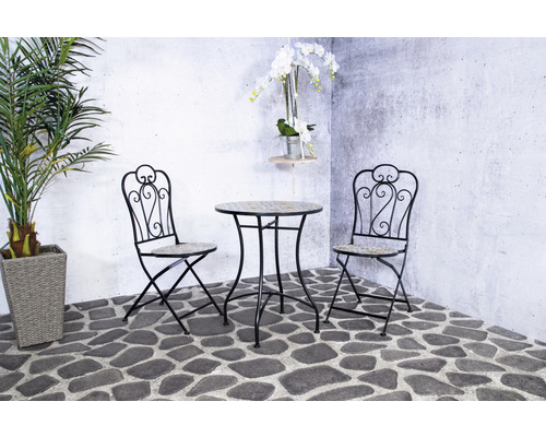 Bistroset SenS-Line garden furniture 2 -Sitzer bestehend aus: 2x Stühle, Tisch Metall Schwarz