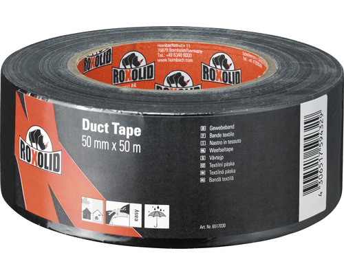 ROXOLID Duct Tape / Gaffa Tape Gewebeband schwarz 50 mm x 50 m