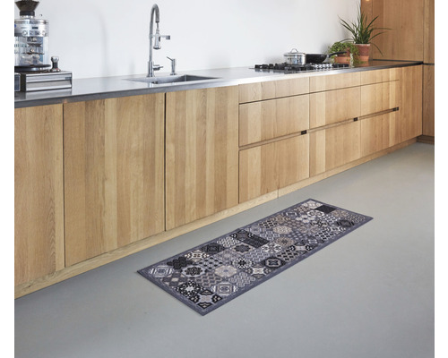 Küchenläufer Cook&Wash patchwork tiles grau 50x150 cm - HORNBACH