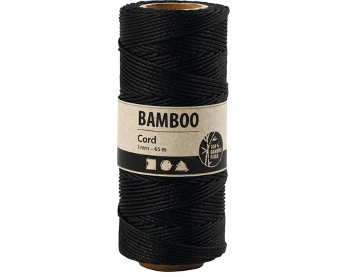Bambuskordel, schwarz, 1 mm, 65 m/1 Rolle
