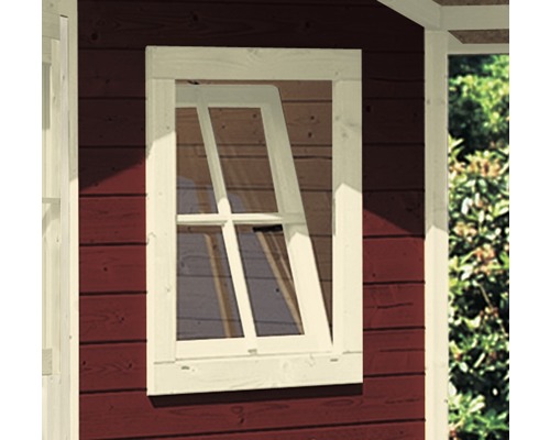 Einzelfenster für Gartenhaus 28 mm Karibu (Dreh/Kipp) 69x79 cm elfenbeinweiss