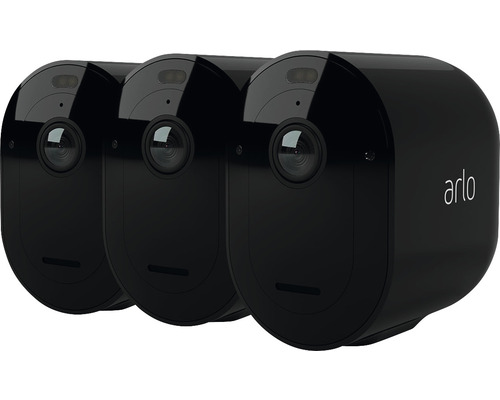 Caméra de sécurité Arlo Pro 4 3 caméras noir vidéo 2K avec HDR projecteur intégré + sirène angle de vue de 160°