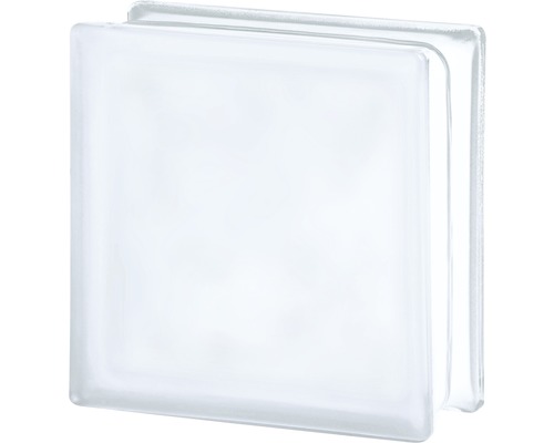 Brique en verre satinée blanc 19 x 19 x 8 cm