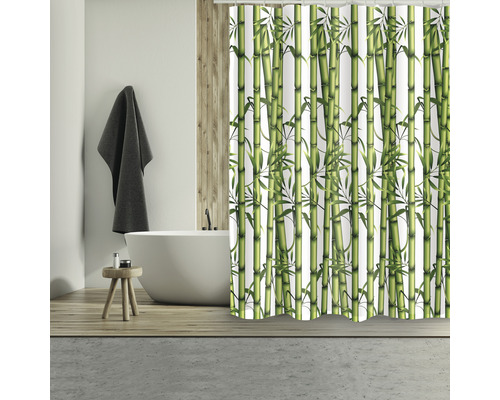 Duschvorhang MSV Bambou Textil 180 x 200 cm grün
