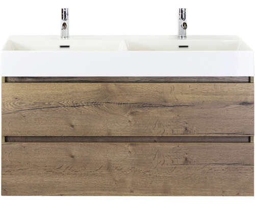 Ensemble de meubles de salle de bains Maxx XL 120 cm lavabo double céramique modèle 2 Tabacco