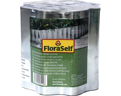 Rasenkante FloraSelf® Metall Höhe 16 cm, Länge 5 m silber