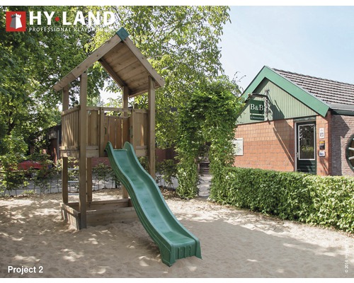 Spielturm Hyland Projekt 2 Holz mit Sandkasten, Rutsche grün