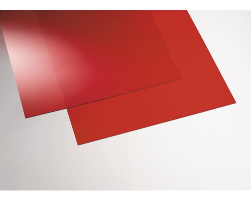 Plaque acrylique couleur 3x250x500 mm lisse rouge