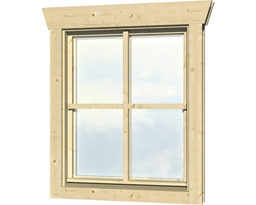 Einzelfenster für Gartenhaus 45 mm SKAN HOLZ Anschlag rechts 57.5x70.5 cm natur